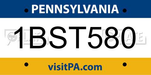 1BST580 Pennsylvania License Plate