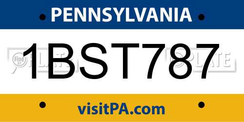 1BST787 Pennsylvania License Plate