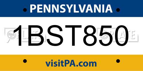 1BST850 Pennsylvania License Plate