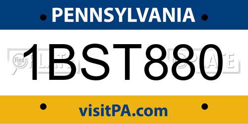 1BST880 Pennsylvania License Plate