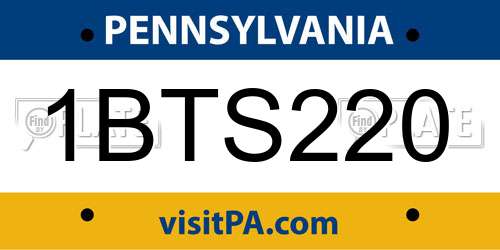1BTS220 Pennsylvania License Plate