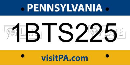 1BTS225 Pennsylvania License Plate