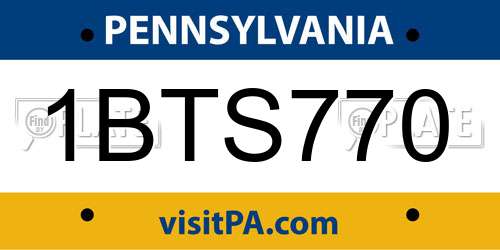 1BTS770 Pennsylvania License Plate