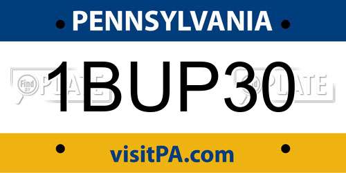 1BUP30 Pennsylvania License Plate