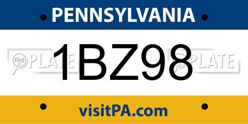 1BZ98 Pennsylvania License Plate