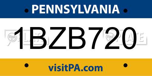 1BZB720 Pennsylvania License Plate