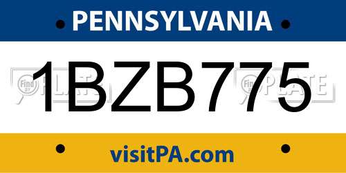 1BZB775 Pennsylvania License Plate