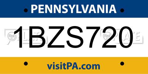 1BZS720 Pennsylvania License Plate