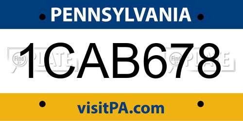 1CAB678 Pennsylvania License Plate
