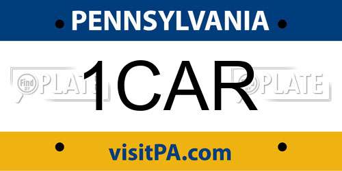 1CAR Pennsylvania License Plate