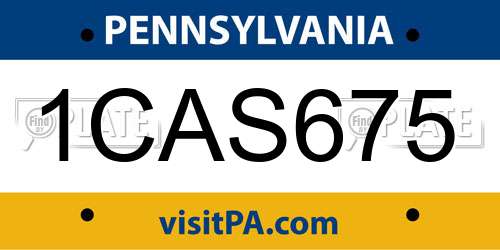 1CAS675 Pennsylvania License Plate