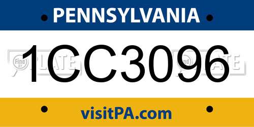 1CC3096 Pennsylvania License Plate