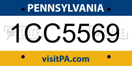 1CC5569 Pennsylvania License Plate