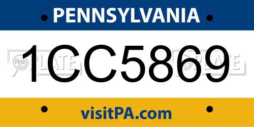 1CC5869 Pennsylvania License Plate