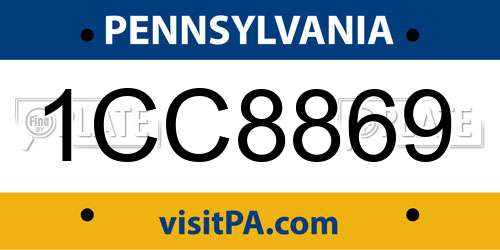 1CC8869 Pennsylvania License Plate