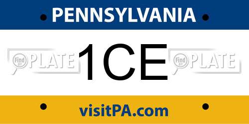 1CE Pennsylvania License Plate