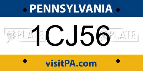 1CJ56 Pennsylvania License Plate