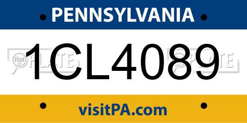 1CL4089 Pennsylvania License Plate