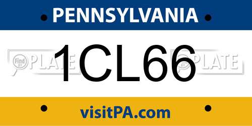 1CL66 Pennsylvania License Plate