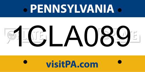 1CLA089 Pennsylvania License Plate