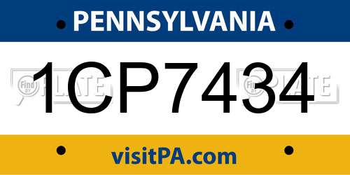 1CP7434 Pennsylvania License Plate