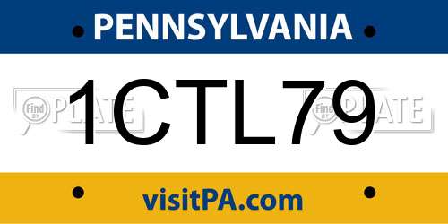 1CTL79 Pennsylvania License Plate