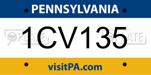 1CV135 Pennsylvania License Plate