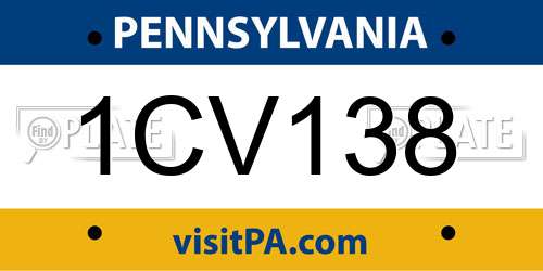 1CV138 Pennsylvania License Plate
