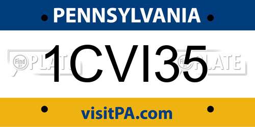 1CVI35 Pennsylvania License Plate