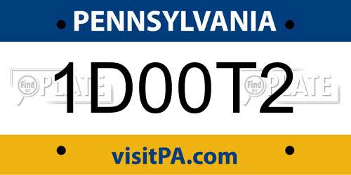 1D00T2 Pennsylvania License Plate