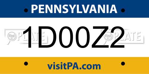1D00Z2 Pennsylvania License Plate