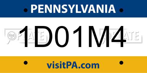 1D01M4 Pennsylvania License Plate