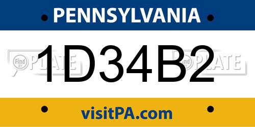 1D34B2 Pennsylvania License Plate