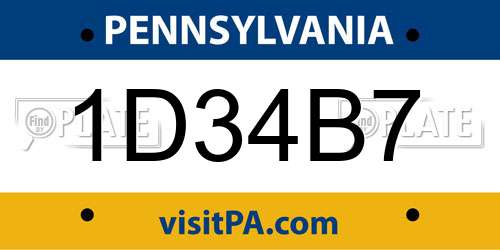 1D34B7 Pennsylvania License Plate