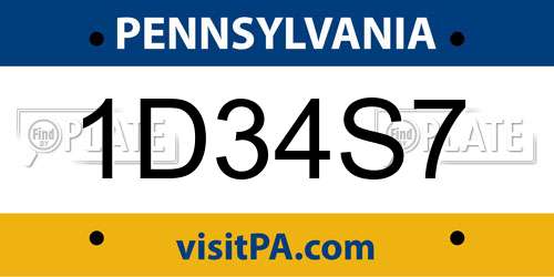 1D34S7 Pennsylvania License Plate
