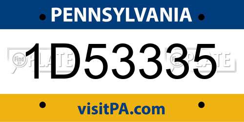 1D53335 Pennsylvania License Plate