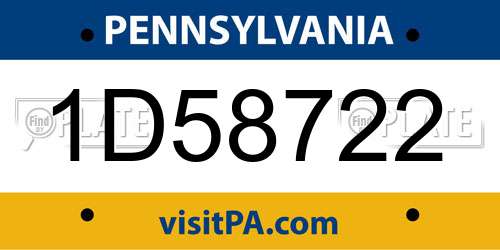 1D58722 Pennsylvania License Plate