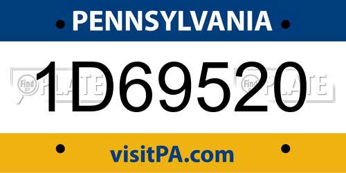 1D69520 Pennsylvania License Plate