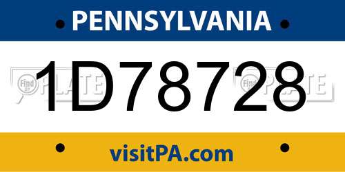 1D78728 Pennsylvania License Plate