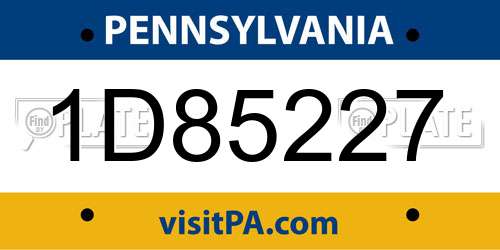 1D85227 Pennsylvania License Plate