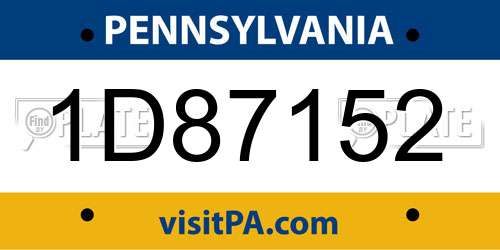 1D87152 Pennsylvania License Plate