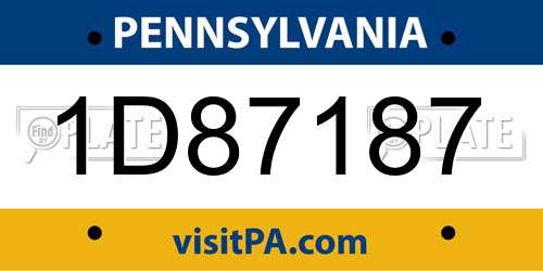 1D87187 Pennsylvania License Plate