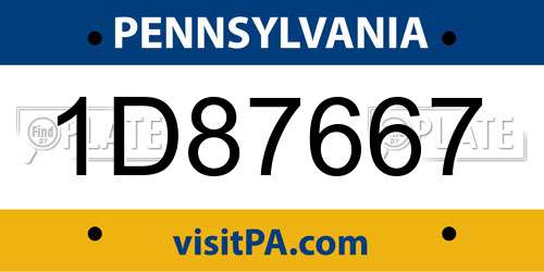1D87667 Pennsylvania License Plate