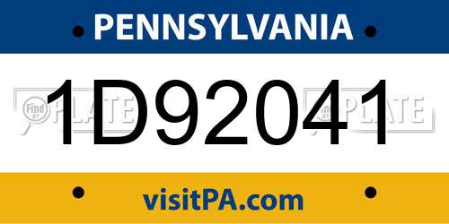 1D92041 Pennsylvania License Plate