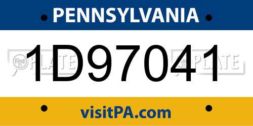 1D97041 Pennsylvania License Plate