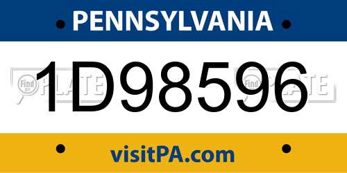 1D98596 Pennsylvania License Plate