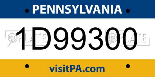 1D99300 Pennsylvania License Plate