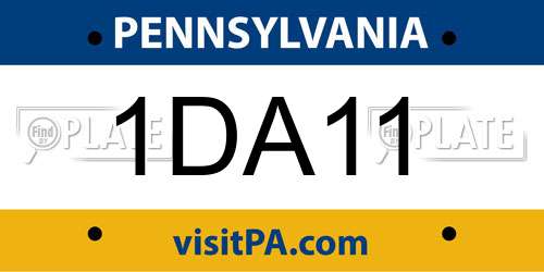1DA11 Pennsylvania License Plate
