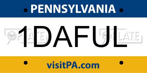 1DAFUL Pennsylvania License Plate