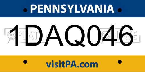 1DAQ046 Pennsylvania License Plate